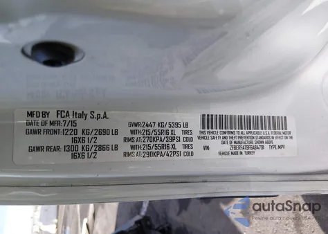 2015 Ram Promaster City Tradesman z USA, uszkodzony, nr VIN ZFBERFAT9F6A84791